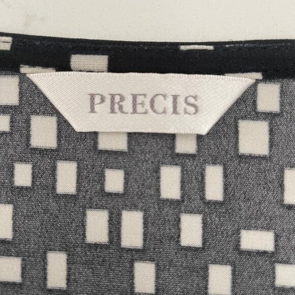 Precis Easycare Cowl Neck SS Geometric Print Polyester Top Black + White Sz S - Picture 7 of 9